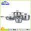 12 pieces straight shape stainless steel pot and pan sets/cookware set/saucepan and casserole and frypan with glass lid