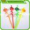 PET material crazy drinking straw with fruit cartoon