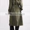 Wholesale Ladies Apparel Classic Loose Army-green Washed-silk Trench Coat(DQE0388C)