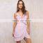 Falbala ruffle frill mini slip with adjustable strap lady's short wrap dress