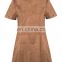 2016 China wholesale short sleeve mini brown suede big size women dress evening dresses