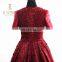 Amazing Heavy Beaded Crystal Short Sleeves Red Satin Evening Dress 2016 A Line Long Formal Evening Dresses Handmade
