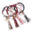 Family PU Leather Key Chain Adult Children Circle Tassel Bracelet Wristlet Keychains Snake Leopard Ring Wrist 21colors