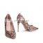 New arrival brown snake print color design ladies high heels pumps sandals shoes women dress shoe