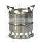 Outdoor folding stainless steel portable  burning wood camping stove