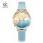 SHENGKE Charming Lady Watch Shiny Shading With Gradient Color Dial Soft Leather Band Japanese Quartz Movement K9018L
