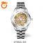 2020 Gift Customized LOGO White Colour Leather Watch Mechanical Movement Fashion Womens Skeleton Watches