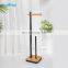 Bathroom Toilet Paper Holder With Bamboo Base Bathroom Storage Matt Black