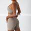 Fashion gym fitness sets with logo black high waist activewear for women 2023 sport bra and short set biker short set