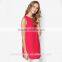 New t shirt design with high quality red color longline Women's shirt OEM manufactuer TS069
