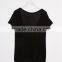 plain knit short sleeve off-back O-collar blouse for women OEM service