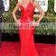 DHL free shipping Heidi Klum 2015 Golden Globe Awards Hot Red Sexy One Shoulder Mermaid Chiffon Beaded Celebrity Dress TPD333