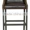 PU material wood frame ottoman chair with brass nails & armrest- (DO-6264)