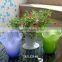 wide mouth scallop rim bouquet two layer blue color glass vase