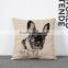 Home Decorative Sofa Cushion Throw Pillow Cases Cartoon Flax Cotton Square Cartoon Dog Pillow Cushion Cover