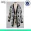 Latest shawl collar stripes jacquard buttonless cardigan