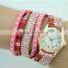 2016 newest fashion ladies stone bracelet watch woman long wrap strap wtist watch