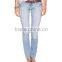 Destroyed Women Skinny Jeans With Handsanding Resin Whiskering (LOTX216)