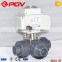 3 way UPVC union connection electric ball valve