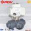 3 way UPVC union connection electric ball valve