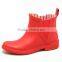 red sexy women classic style chelsea watertight outdoor loose lowcut ankle shoes customized rain boot wellington boot