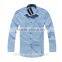 Men formal check light blue pontied T/C dress shirt 2015