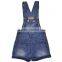 Summer blue fading denim bib shorts