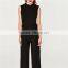 Cotton sleeveless long all black formal jumpsuits and rompers