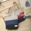 2017 Hot Sell Color-blocking Tote Bag Cotton Canvas Wholesale