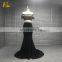 Sheath Off Shoulder Embroidery Beaded Black Two Piece Long Prom Dress 2017