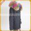Colorful Raccoon Fur Collar Fur Lining Outwear Fur Jacket Parka