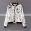 Latest bird print zipper design women fashion jacket