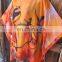 KGN INDIAN STYLE HAND PAINTED ORANGE SILK ART TO WEAR LONG PONCHO TUNIC DRESS