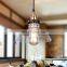 Retro Pendant Light Brushed Nickel Fixture with Clear Glass Shade Adjustable Ceiling Wire