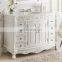 european luxury hotel  solid wood makeup white bathroom vanity  with wash basin set