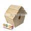 Simple and useful artificial raw dry wood bird house with paints and brush,hand-made novelty cottage bird nest wood package box