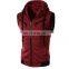 2022 OEM custom print cotton casual men pocket sleeveless hoodie