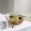 Hot Sale Hand-made lotus-shaped rattan fruit basket, Handcrafted Fruit Bread Nuts Candies Storage Box Basket