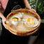 Hand Weave Rattan Tray Round Coffee Table Serving Tray for Table Handwoven Basket for Breakfast Wholesale