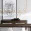 Modern living room hotel interior decoration lighting BOULE  linear industrial metal transparent smoke gray crystal chandelier
