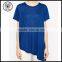 Cheap China Wholesale Clothing Blue Asymetric Hem T- Shirt For Women