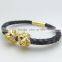 Black and gold man bracelet / Genuine Python skin bracelet / 18k gold Python bracelet