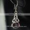 Garnet Stone Celtic Trinity Silver Earrings, e300