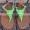 New Womens T-Strap Flat Flip Flop Monogrammed Sandals