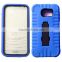 Wholesale hybird color robot machine TPU back mobile phone case for samsung galaxy s6 /s5 with holder