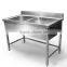 Separated assembled double bowls commercial industrial stainless steel kitchen cabinet with sink for washing vegetable food dish