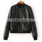 Hot selling knit collar leather jacket for women new style cheap&active pu jacket style for ladies