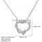 Fashion Jewellery Necklace Women 18k Gold Plated Austrian Crystal Rhinestone Zircon Chunky Double Heart Pendants