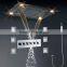Wall Mounted Shower Set Faucet Multi Color Remote Control LED Over Head Shower With 5 Way Hot/Cold Diverter