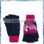 Printed Flower Capped Knitting Patterns Gloves Mittens for Young Girls